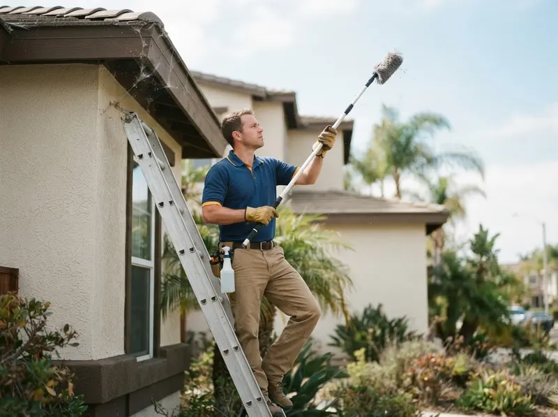 Exterior Spider and Web Clearance Sweep in San Diego, CA